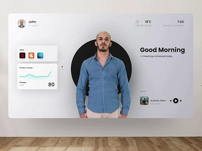 Future Smart Mirror - UI 3d analytics animation app augmentation augmented reality design diabetes fitness future glass morphism graph health nutrition reality smart mirror steps virtual reality water web
