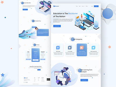 E-Learning Landing page adobe photoshop branding design e learning education figma graphic design homepage design landing page design landing page ui landingpage logo mobile app mobile app design mobile ui ui uiux design ux web design website design