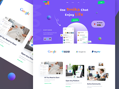 Troika online chat Landing page app design chat chat app chat web application chatboat chatbot chatting design home page interface landing page landing page design messenger nft ui ux video call web webdesign website design