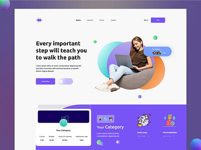 Education Landing Page academic campus course e learning education education platform education website graphic design home page interface landing page landing page design language online class online education student ui uiux web design website design