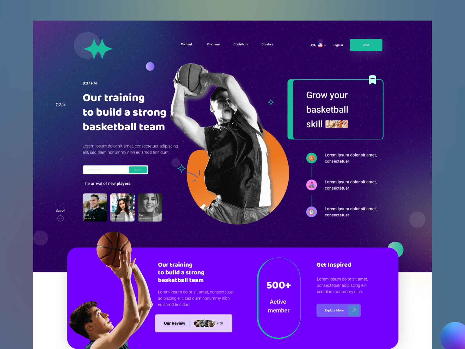 Basketball Sports landing page by Aminul - UX/UI Designer for ...