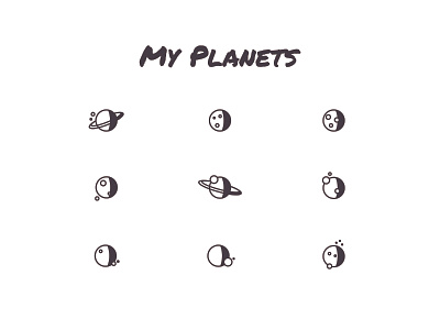 My Planets clean galaxy icons minimal moon planets rounded shadow