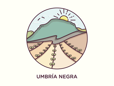 Umbría Negra brand clouds concept logo logotype mountain poster sun