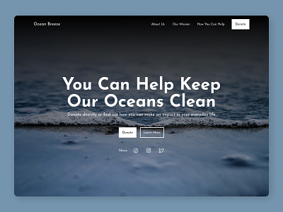 Environmental Nonprofit Hero Section design minimal ui ux web