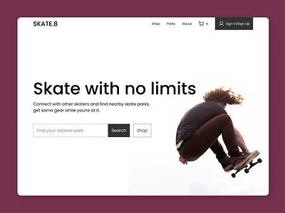 Skate Park Hero Section design minimal ui ux web