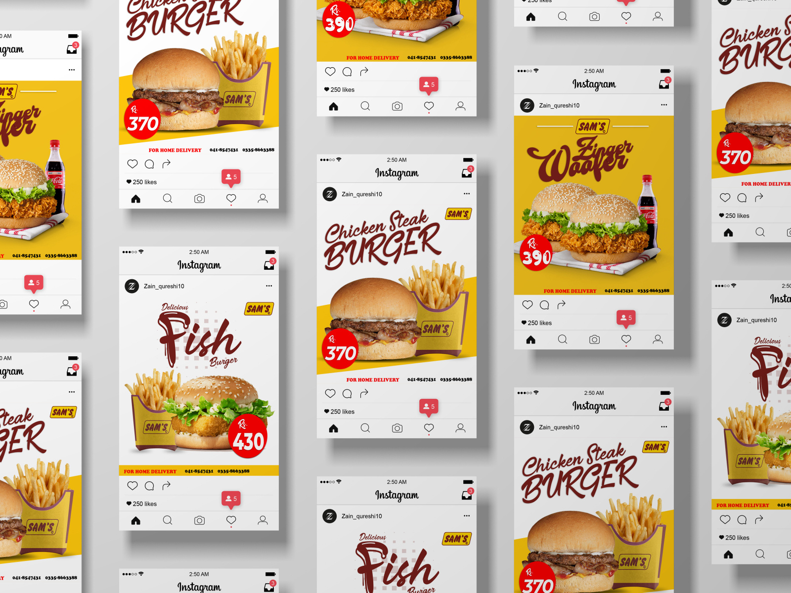 Post Designs For Sam's Restaurant by Zain Qureshi on Dribbble