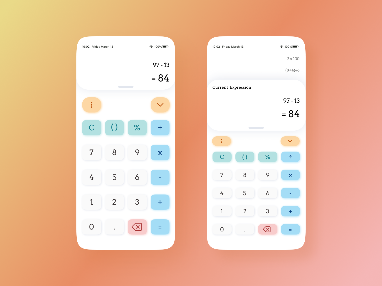 Calculator standard showing history by Linda on Dribbble