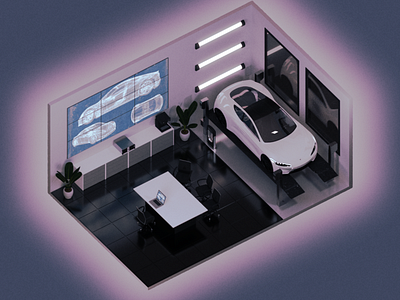 Isometric car garage