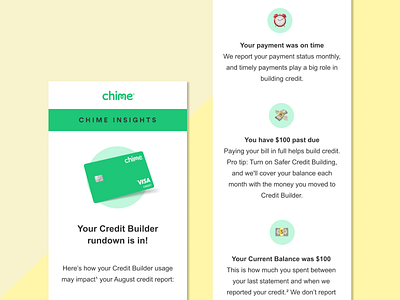 Chime Credit Builder reporting email copywriting credit card email email design email marketing fintech fintech app mobile ux writing