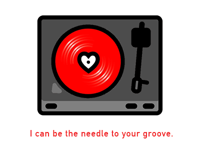 Poster Day 22: Needle To Your Groove <3 animated design heart icon illustration record turntable valentine valentines day vinyl