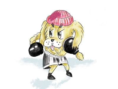 SouthPaw Sammy boxing cartoon character design digital dog doge drawing illustration ink photoshop sketch