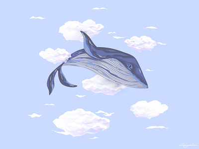 Dreamy Sky Whale big blue cloud clouds dream fish giant great heaven illustration sky vector vector illustration vectorart vectorartwork vectorgraphic vectorgraphics whale whale illustration whales