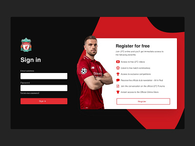 Liverpool FC | Login (Dribbble Weekly Warmup) design lfc rebound ui web