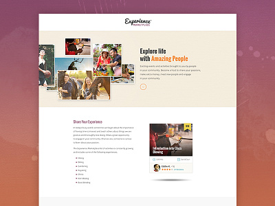Experience Marketplace Landing page