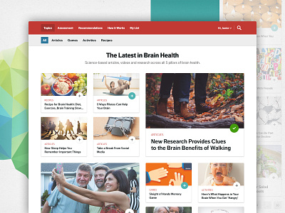 Brain Health News Landing agency brain health content page responsive shift 7 digital ui ux visual design web design
