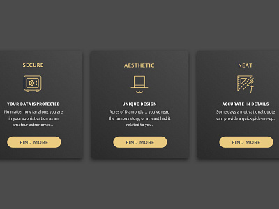 Advantages section advantages black card gold icon sample section template ui ux web design