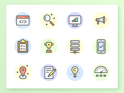 SEO & Development Icon Set color icons flat icons icon pack icon set line icons outline icons pixel perfect icons search engine optimization seo stroke icons ui icons vector icons