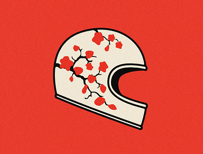 Helmet with Blossoms art blossoms brand branding color design digitalart flat helmet illustration logo logodesign logos minimal motorcycle racing