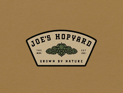 Joe's Hopyard Badge art badge beer brand design branding design flat handmade hops illustration logo logos minimal mockup modern patch texture