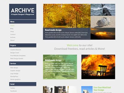 Archive Free Photoshop Website Template