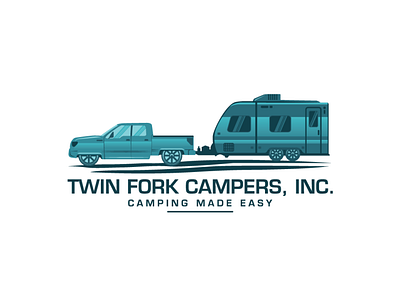 Twin Fork Campers Inc brand identity branding campers logo car logo graphicdesign illustration logo design logo design branding logo designer logo maker logos vintage logo