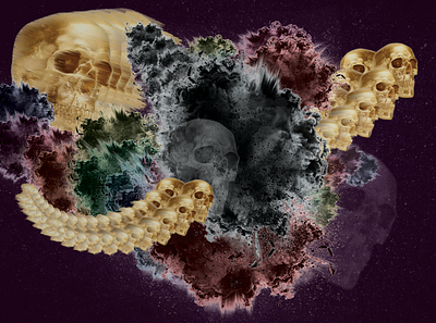 Fractal Mind art colllage design explosion fractal graphic design photoshop skull stars wallpaper