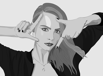 Cara Delevingne adobe illustrator cara delevingne model portfolio portrait vector vectorart woman