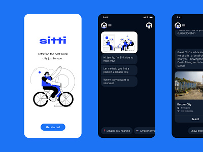 Sitti — a chat bot that'll help you find a smaller city near you chatbot illustration indigo messages messaging minimal mobile mobile design philippines purple ui ui design ux ux design