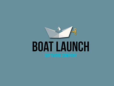Boat blue boat grey logo software