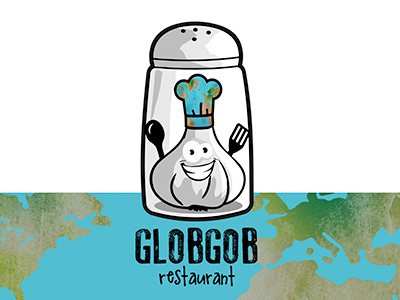 Restaurantlogo blue eath food garlic logo map restaurant world