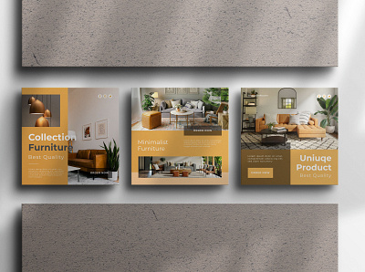 Furniture Social Media Post Design banner branding building feed furniture graphic design home interior instagram post minimlaist modern orange properti real estate sale banner simple stories tropical ui