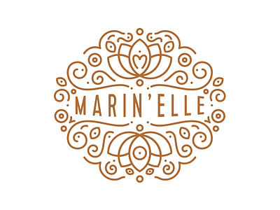 Marin'elle Logo beauty branding brown complex curly eyes fashion flower identity jewelry line logo