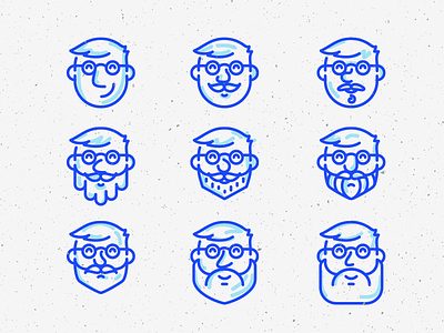 Faces app line beard blue faces icon pack ios icons smile