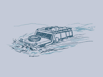 The Journey - Water adventure vehicle hand drawn illustration off road outdoor outdoor lifestyle the great outdoors under armour vehicle