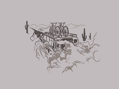 The Journey - Desert adventure vehicle hand drawn illustration off road outdoor outdoor lifestyle the great outdoors under armour vehicle