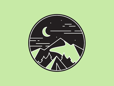 Night Camp badge circle clean lines icon illustration national park nature outdoors simple the great outdoors