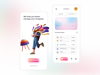 Expense Tracker App app app design concept design expense manager expense tracker expenses food gym ios ui wallet wallet app wallet ui wallets