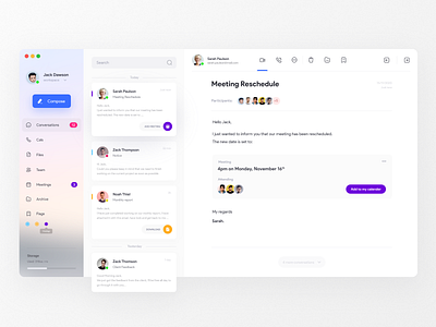 Team Communication Platform chat communication concept design macos mailing platfrom software team ui uiux ux videocall