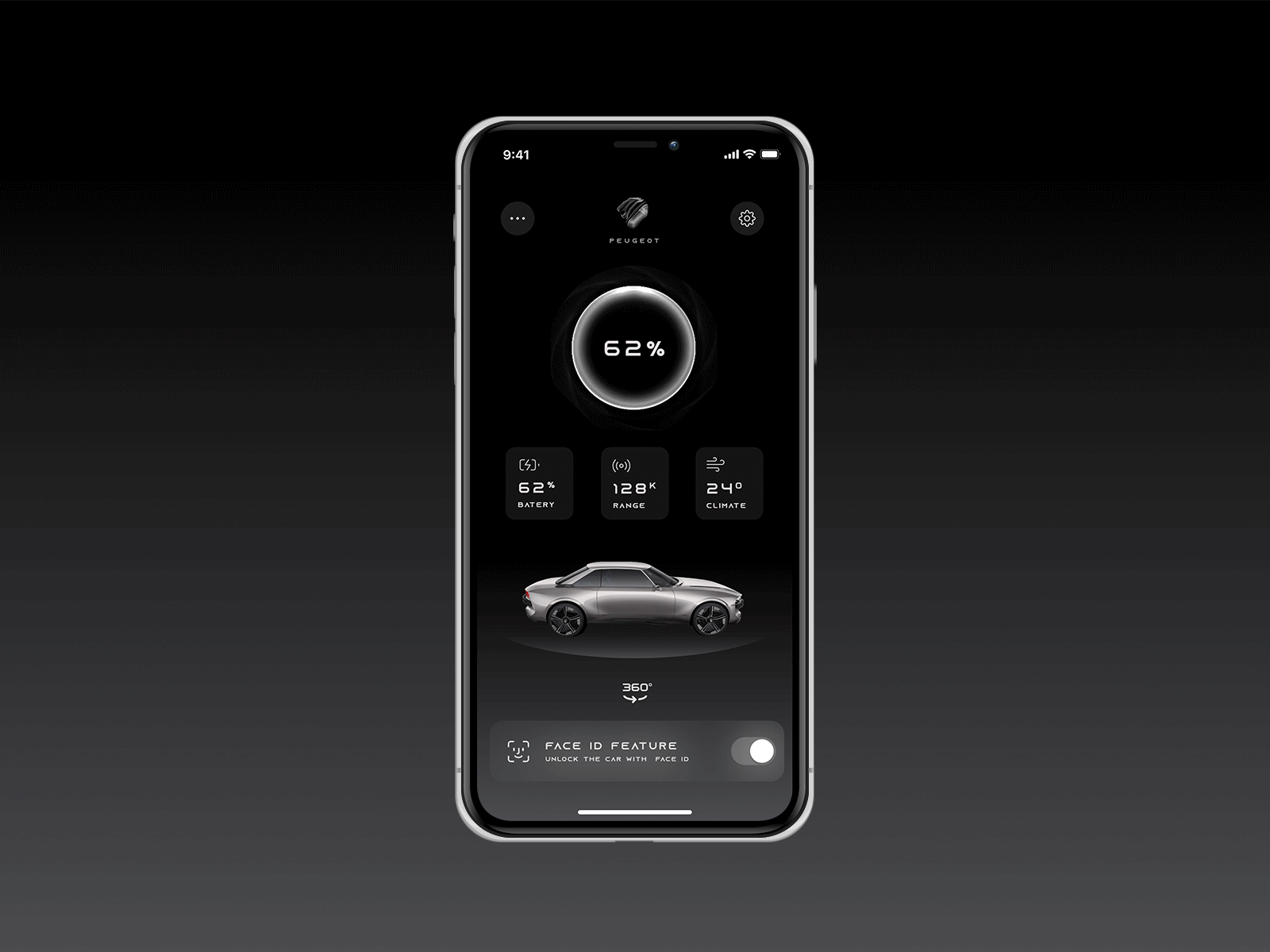 Electric Car App app design c4d car concept darkmode electric ios ui