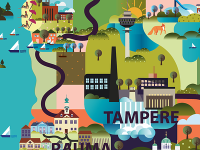Finland Infographic Maarit Kotiranta city colourful finland illustration infographic landscape map tourism