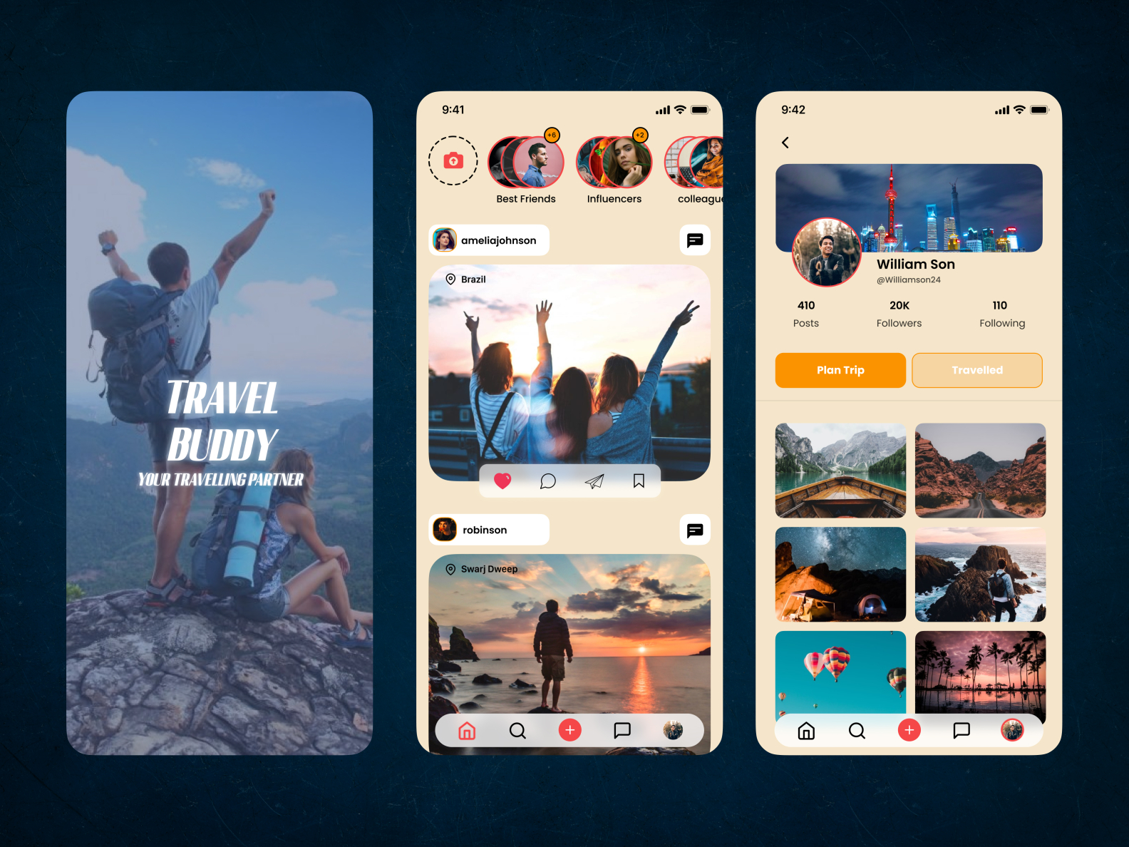 Travel Buddy App by TejaNune on Dribbble