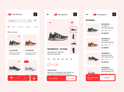 Mobile App - New Balance Store graphic design mobile shoes ui