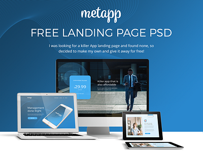 FREE Landing Page PSD clean landing page free app psd free landing page modern landing page