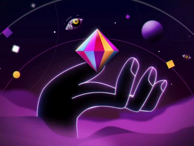 Magic Hand 2d abstract animation diamond flat gif hand loop