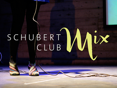 Schubert Club Mix bright brush concert fun logo music script typography