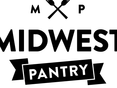 Midwest Pantry logo banner branding food fork icon identity logo midwest ribbon typography
