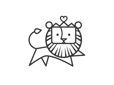 Lion animal cat crown cub heart icon line logo
