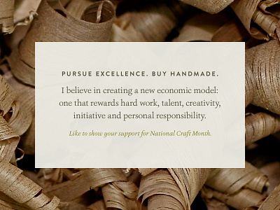 March is National Craft Month artisan believe clean craft craftsmanship earth tones economic excellence furniture handmade local march minimal mission month national pursue rewards support sustainable type typography wood