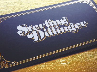 Sterling Dillinger business card canada classic dillinger gold foil logo old school slam poet slam poetry sterling toronto vintage logo