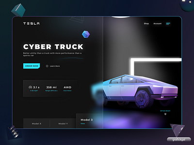 Cyber truck Landing Page 3d graphic design motion graphics ui